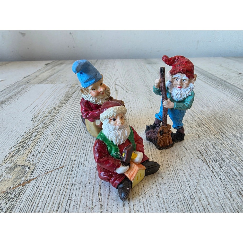 Vintage elf Santa‎ village figurine teddy bear Xmas decor